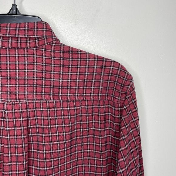 IZOD Shirt Mens Small S Red Check Plaid Flannel Button-Down Long Sleeve Cotton - Picture 5 of 7